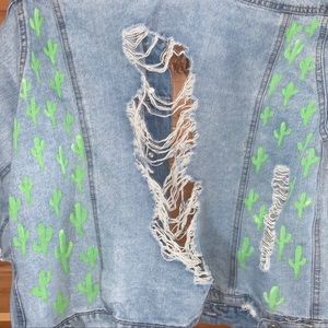 Distressed denim jacket